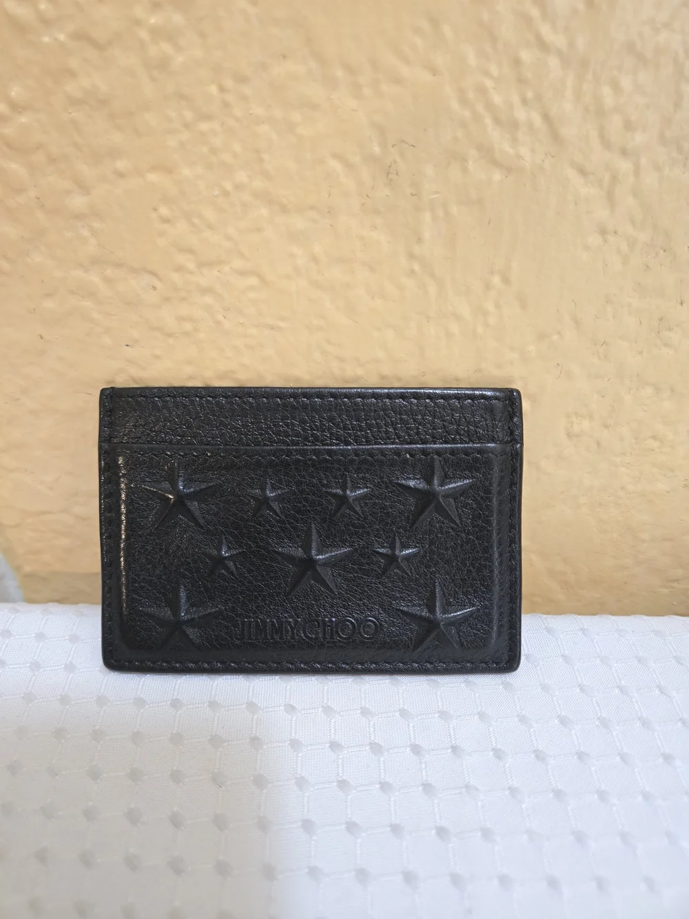 Jimmy Choo Black Embossed Star Leather Card Sleeve